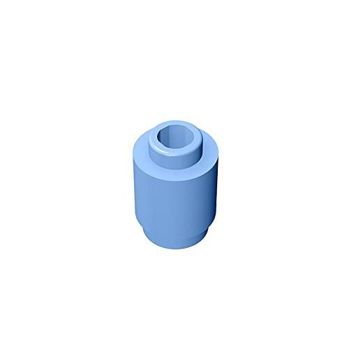 Eske Kouri Gobricks GDS-605 Building Block(No. 3062 30068 35390) Round Brick 1X1-1x1 Cylindrical Tiles (212 Bright Light Blue(053),100 PCS)