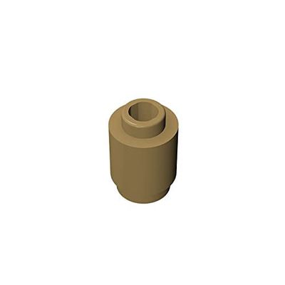 Eske Kouri Gobricks GDS-605 Building Block(No. 3062 30068 35390) Round Brick 1X1-1x1 Cylindrical Tiles (138 Dark Tan(034),100 PCS)