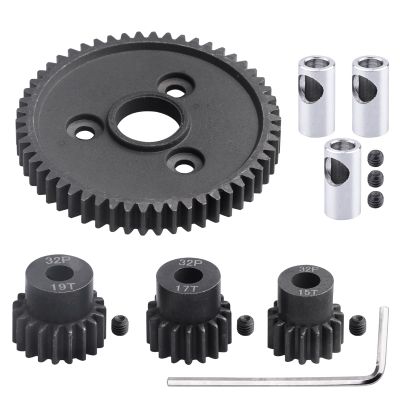 AllinRC 54T 0.8 32 Pitch Metal Steel 3956 Spur Gear with 15T 17T 19T Pinions Gear Sets Motor Gears for 1/10 Traxxas Slash 4x4 4WD/2WD VXL Rustler 2WD/4x4 Rally VXL Stampede 4x4 Summit E-REVO Parts
