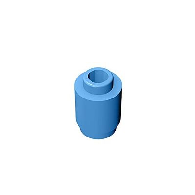 Eske Kouri Gobricks GDS-605 Building Block(No. 3062 30068 35390) Round Brick 1X1-1x1 Cylindrical Tiles (102 Medium Blue(052),100 PCS)