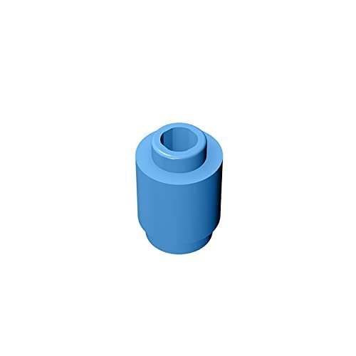 Eske Kouri Gobricks GDS-605 Building Block(No. 3062 30068 35390) Round Brick 1X1-1x1 Cylindrical Tiles (102 Medium Blue(052),100 PCS)
