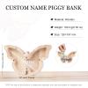 Nobelook Custom Wooden Piggy Bank Personalized Dinosaur Animal Engraved Name Coin Cash Box Christmas Birthday Funny Gift for Kids Adults Boys Girls (Butterfly) view 2