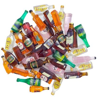 Borsgye 40 PCS Miniature Beer Bottles - Mixed Wine Sets, Mini Resin Glass Model for Handcraft, Scrapbook, Phone Case Decor - Random 2