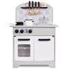 Lil' Jumbl Kids Pretend Kitchen Playset, Pretend Wooden Play Kitchen Toy, Realistic Setup, Includes Pot & Pan, 4 Utensils, Salt & Pepper Shaker, Gray view 1