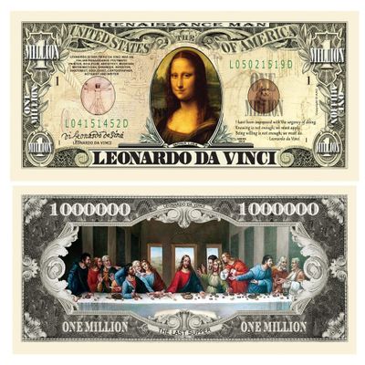 American Art Classics Pack of 100 - Leonardo Davinci Million Dollar Bill - Da Vinci Collectible Novelty