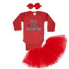 Tcombo Papa Is My Valentine - Valentine's Day Toddler T-Shirt + Tutu Skirt + Bow Headband Set (Long Sleeve Red Bodysuit/Red Tutu, 18 Months) view 1