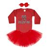 Tcombo Papa Is My Valentine - Valentine's Day Toddler T-Shirt + Tutu Skirt + Bow Headband Set (Long Sleeve Red Bodysuit/Red Tutu, 18 Months) view 2