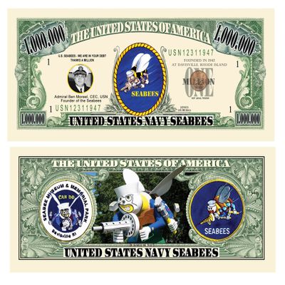 American Art Classics Pack of 25 - Seabee Million Dollar Bill - Fun Gift Or Keepsake for Members of The US Navy Construction Battalion