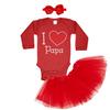 I Love Papa - Valentine's Day Toddler T-Shirt + Tutu Skirt + Bow Headband Set (Long Sleeve Red Bodysuit/Red Tutu, Newborn) view 1