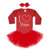 I Love Papa - Valentine's Day Toddler T-Shirt + Tutu Skirt + Bow Headband Set (Long Sleeve Red Bodysuit/Red Tutu, Newborn) view 2