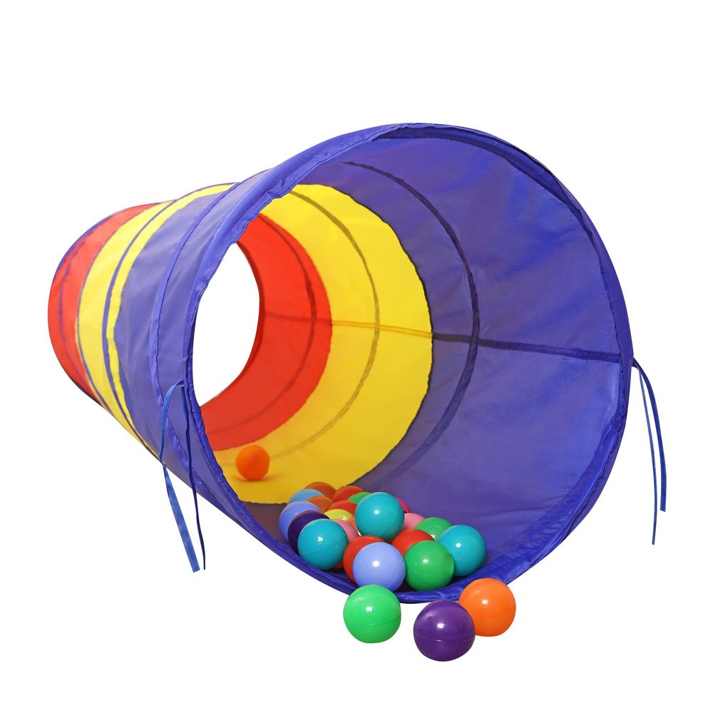 LimitlessFunN Crawling Kids Play Tunnel [ Pop Up Portable Rainbow Tunnel ] for Children, Toddlers, Boys & Girls, Pet, Dogs & Cats, Indoor & Outdoor Toys (Red, Yellow, Blue)