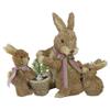 Northlight 12.5" Sisal Mommy and Baby Bunnies Easter Figure view 1