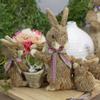 Northlight 12.5" Sisal Mommy and Baby Bunnies Easter Figure view 2