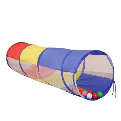 LimitlessFunN Crawling Kids Play Tunnel [ Pop Up Portable Rainbow Tunnel ] for Children, Toddlers, Boys & Girls, Pet, Dogs & Cats, Indoor & Outdoor Toys (Red, Yellow, Blue with mesh)