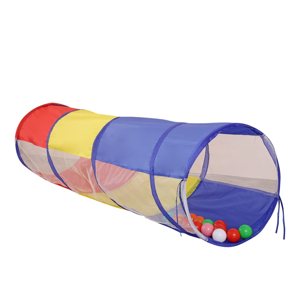 LimitlessFunN Crawling Kids Play Tunnel [ Pop Up Portable Rainbow Tunnel ] for Children, Toddlers, Boys & Girls, Pet, Dogs & Cats, Indoor & Outdoor Toys (Red, Yellow, Blue with mesh)