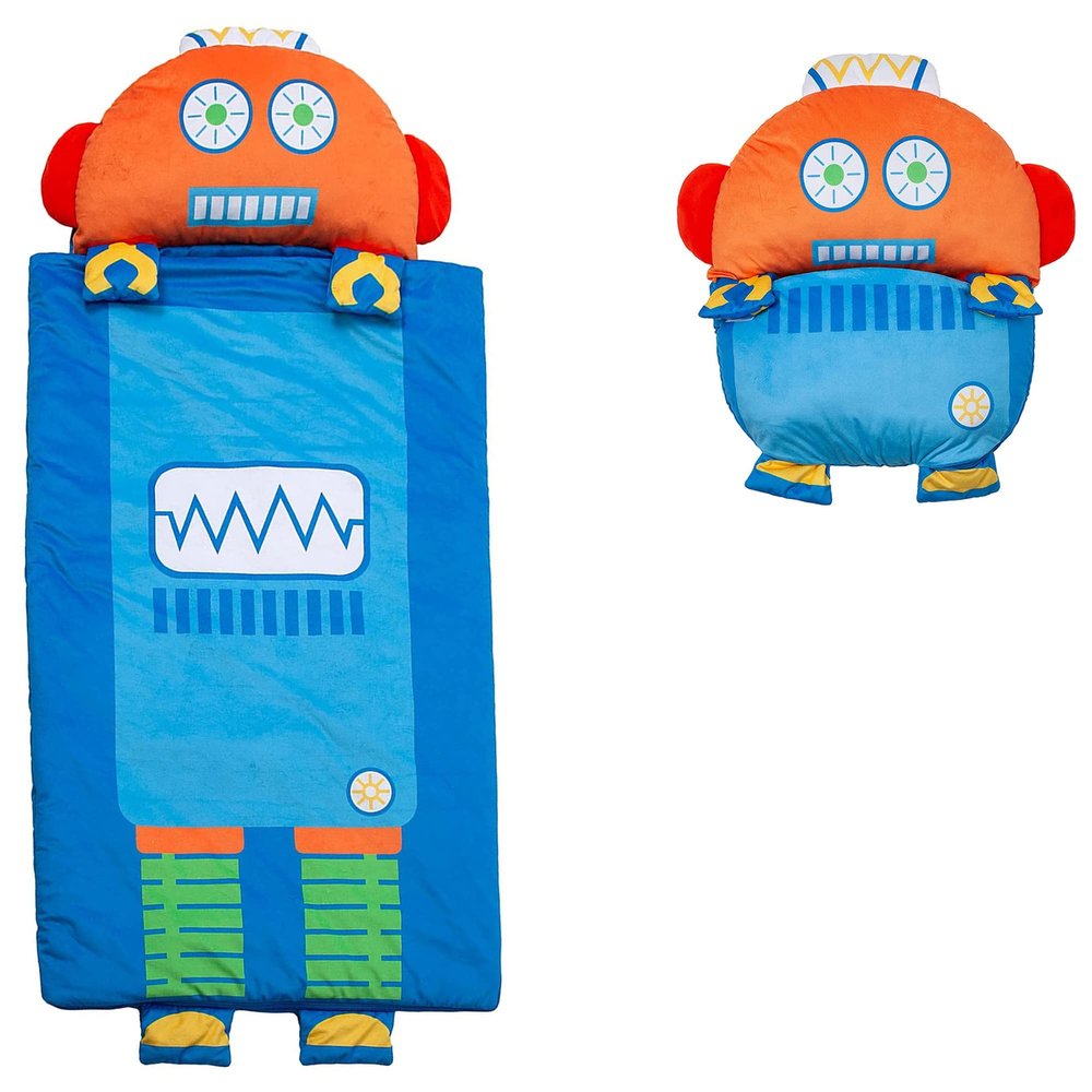 Boy's Nap Buddies Robot Preschool Nap Mat, Toddler Sleeping Bag with Pillow for Daycare, Ages 3+