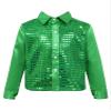 winying Kids Boys Glittery Sequined Long Sleeve Shirt Hip-hop Jazz Street Party Show Performance Dancewear Green 10-12 Years view 1