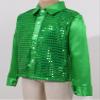 winying Kids Boys Glittery Sequined Long Sleeve Shirt Hip-hop Jazz Street Party Show Performance Dancewear Green 10-12 Years view 4
