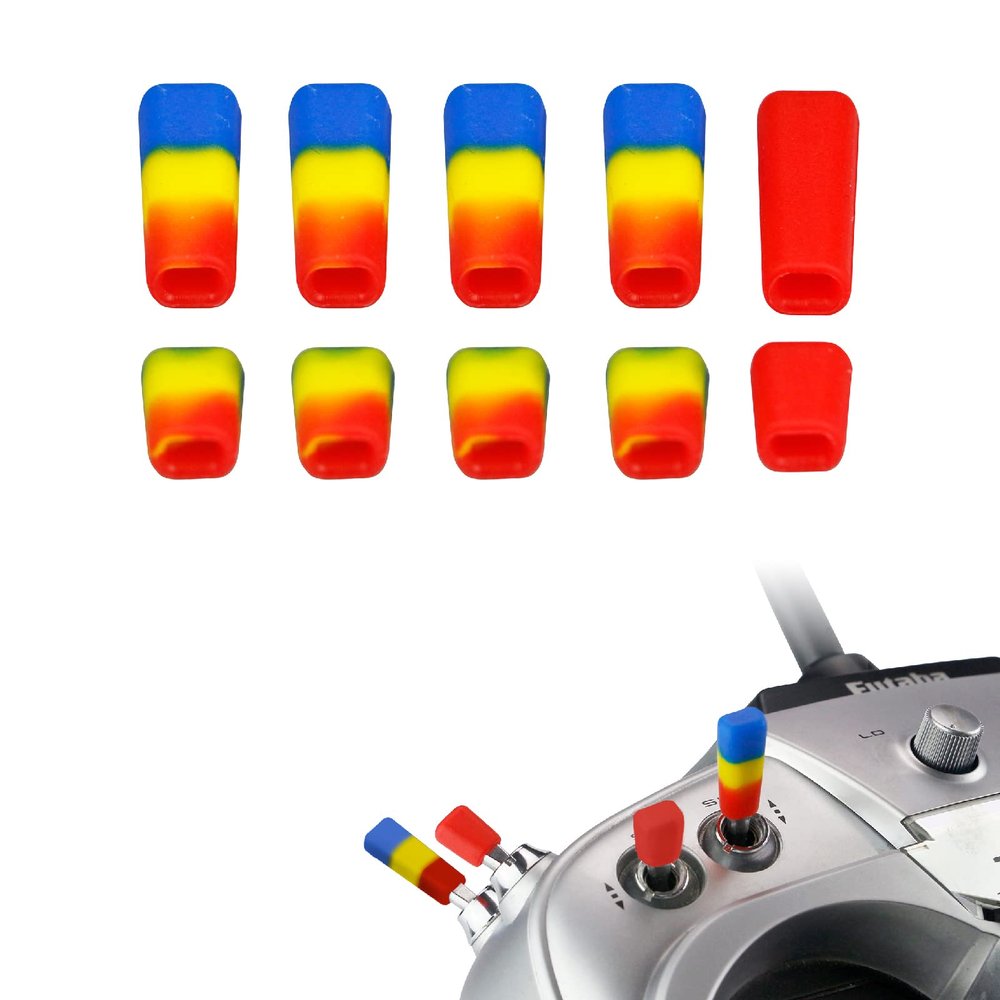 RC Transmitter Switch Cover Non-Slip Toggle Switch Cap Compatible with Radiomaster TX16S FrSky Taranis X9D QX7 Flysky Spektrum Futaba JR Jumper and More Radio Transmitters,10 PCS