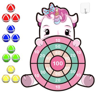 HONGID Unicorn Toys for 3-12 Year Old Girls,25Large Dart Board Kids Toys for 6-12 Year Old Girls Teens Party Outdoor Games,Christmas Birthday Gifts for Girls Age 3-12, Pink (KL-2022)