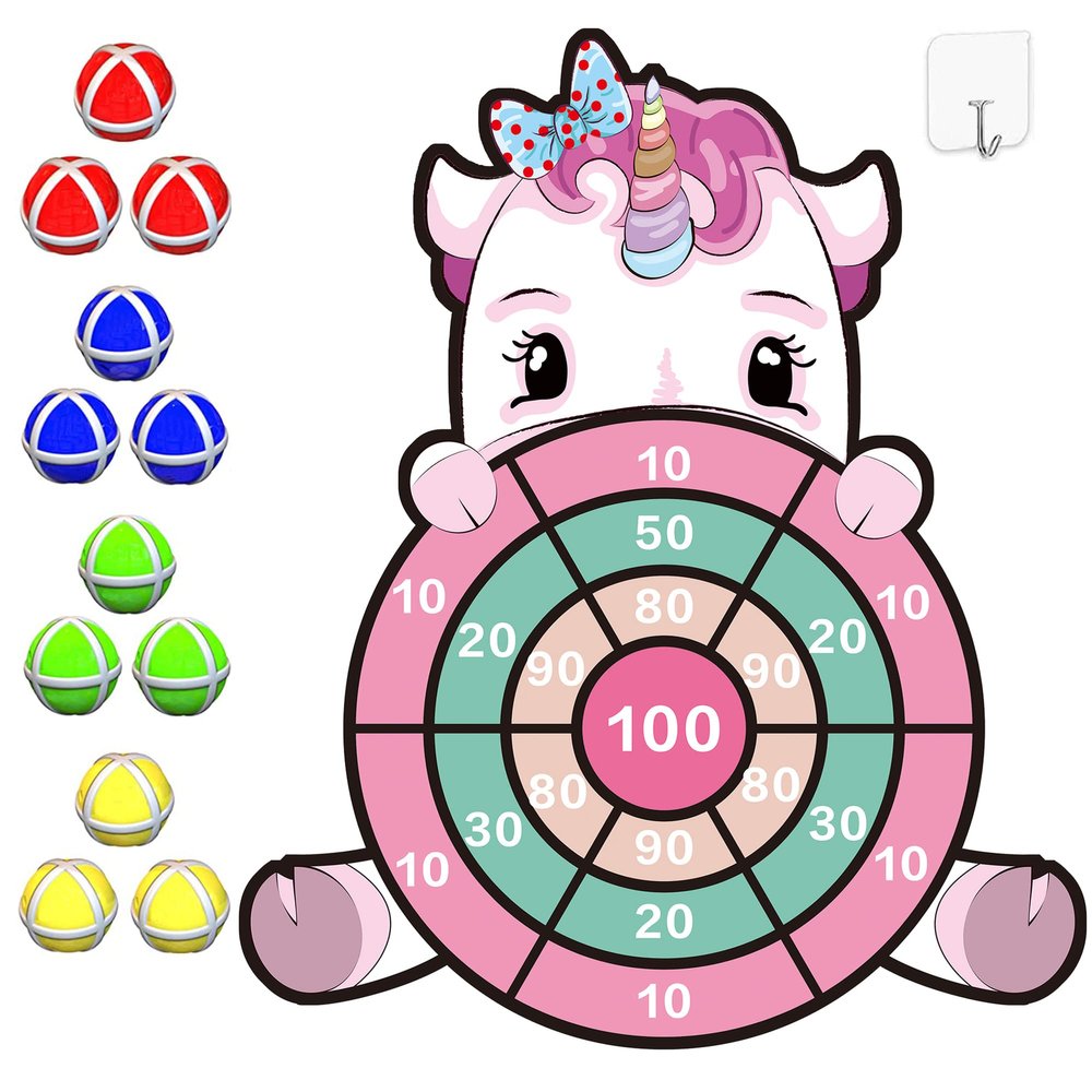HONGID Unicorn Toys for 3-12 Year Old Girls,25Large Dart Board Kids Toys for 6-12 Year Old Girls Teens Party Outdoor Games,Christmas Birthday Gifts for Girls Age 3-12, Pink (KL-2022)