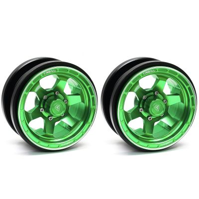 Treal SCX6 Wheels 2.9'' Beadlock Wheels (2) CNC Machined, Compatible with Axial SCX6 Tires, 1/6 Scale Rock Crawler, Green