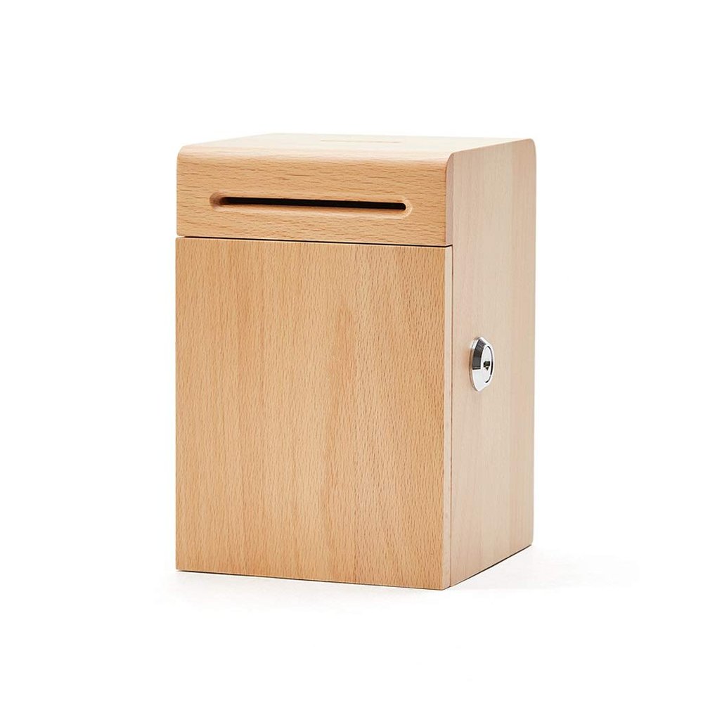 Coin Bank Piggy Bank with Lock Solid Wood Coin Bank Large Capacity Money Bank Desktop Decoration Great Gift for Kids Adult Great Birthday Gift for Kids