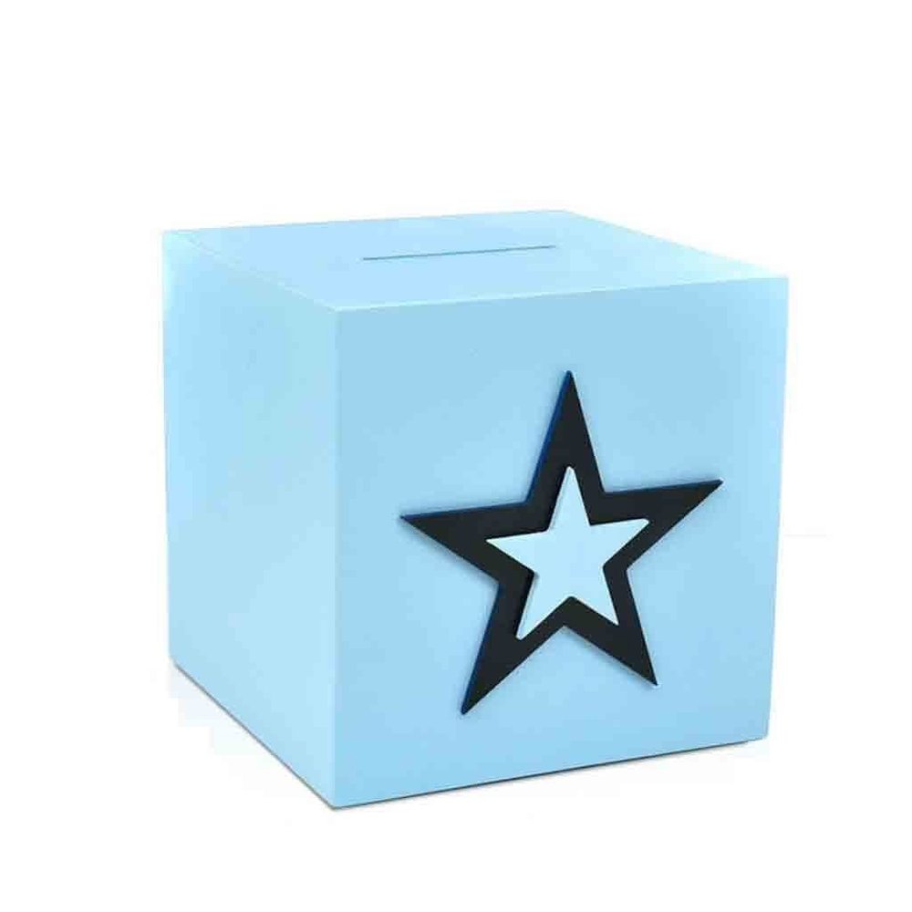 Coin Bank Piggy Bank Square Coin Bank Wooden Large-Capacity Money Bank Best Gift for Kids Adults Birthday Christmas Deposit Plan Box Great Birthday Gift for Kids (Color : Blue)