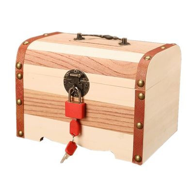 Coin Bank Piggy Bank Wooden Coin Bank Handmade Money Bank with Lock and Two Keys Can Be Used As Jewelry Organizer The Best Gift Great Birthday Gift for Kids (Size : Large)