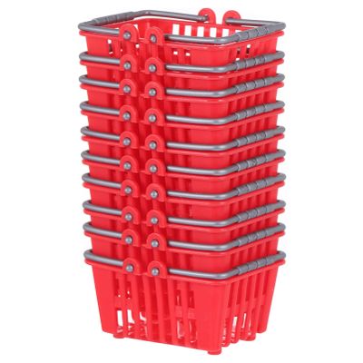 Toddmomy 10Pcs Dollhouse Shopping Baskets Mini Shopping Basket Plastic Supermarket Basket with Handles for Dollhouse DIY Crafts (Red)