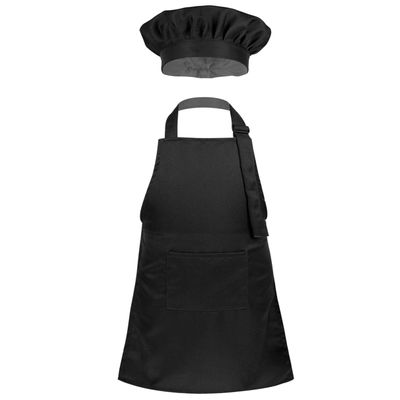 Sywiyi Kids Girls 2pcs Kitchen Cooking Costumes Sets Chef Apron with Hat Baking Painting Outfits Black Small