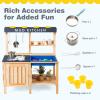 Costzon Mud Kitchen, Wooden Kitchen Playset w/Realistic Utensils, Removable Sink, Top Cup Holders, Hooks, Oven Door, 2 Shelf Storage, Outdoor Mud Kitchen for Kids 3-8 Years Old view 3