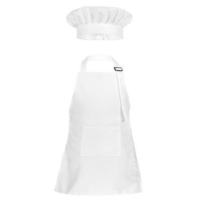 Sywiyi Kids Girls 2pcs Kitchen Cooking Costumes Sets Chef Apron with Hat Baking Painting Outfits White Small