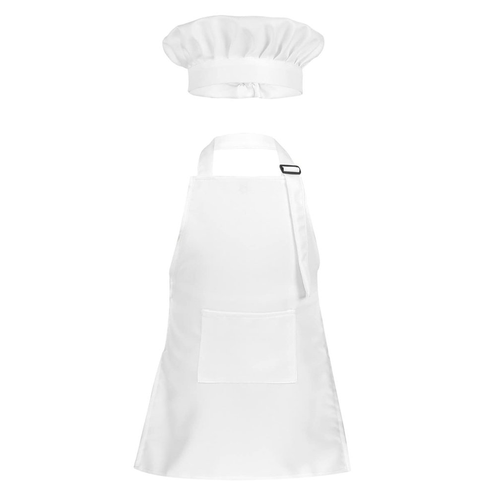 Sywiyi Kids Girls 2pcs Kitchen Cooking Costumes Sets Chef Apron with Hat Baking Painting Outfits White Large