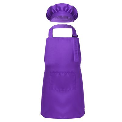 Sywiyi Kids Girls 2pcs Kitchen Cooking Costumes Sets Chef Apron with Hat Baking Painting Outfits Purple Large