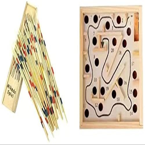 ton hao Fun Game Stick + Wooden Maze Parent-Child Game Pick Stick Color Wooden Children Pick Pick Stick Wooden Scatter Stick Toddler Puzzle Scatter Stick (Russian Puzzle)
