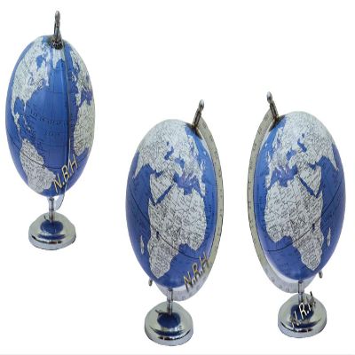 Nautical Globe World Map Globe Chrome Finish Table Decor Unique Blue Design