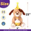 Hopearl Adorable Happy Birthday Dog with Glowing Cupcake Musical Stuffed Animal Puppy Singing and Shaking Plush Toy Interactive Animated Kids Gifts, Brown, 15'' view 2