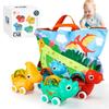 COVTOY 1 Year Old Boy Gift, 4 Sets of Vehicle Dinosaur Car Toys with Playmat and Storage Bag Baby Toys 12-18 Months First Birthday Gifts for 1 Year Old Infants and Toddlers view 1