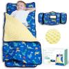 ACRABROS Toddler Nap Mat with Pillow and Blanket, Extra Large Rolled Napping Mats,Slumber Bags for Boys Girls,Kids Sleeping Bag for Daycare, Preschool Travel Camping, Dinosaur view 1