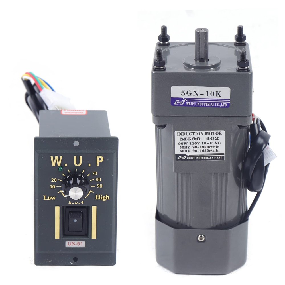110V 90W AC Gear Motor Electric Single-Phase Gear Motor 0-135 RPM Electric Variable Speed Adjustable Controller Governor Geared Motor, Reduction Ratio: 1:10 (10K)