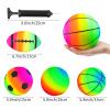 Hxezoc 4 Pack Sports Balls Set 6 Inch Inflatable Vinyl Balls with Added Hand Air Pump, Neon Basketball, Soccer, Volleyball and Football for Kids and Toddlers Playground Indoor and Outdoor Use view 2