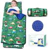 ACRABROS Toddler Nap Mat with Pillow and Blanket, Extra Large Rolled Napping Mats,Slumber Bags for Boys Girls,Kids Sleeping Bag for Daycare, Preschool Travel Camping,Car view 1