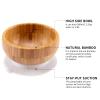 Baby Bamboo Bowls with Suction and Matching Spoon Set, 3 Piece Feeding Supplies Set for Infant, Toddlers, Detachable Silicone Suction Stay Put Base for Wooden Bowl, Plate view 2