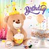 Hopearl Adorable Happy Birthday Teddy Bear with Glowing Cupcake Musical Stuffed Animal Bear Singing and Shaking Plush Toy Interactive Animated Kids Gifts, Brown, 15 view 4