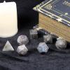 SUNYIK 7 PCS Polished Crystal Stone Polyhedral DND Dice Set for for RPG MTG Table Games, DND Game Dice Polyhedral Dungeons and Dragons for Office Home Decoration, Labradorite view 3