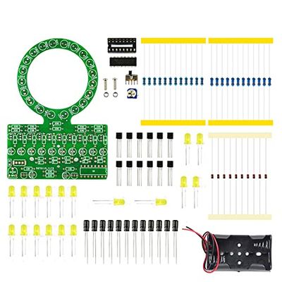 DIY Electronic Kits Projects kit Set Gradient LED Page Loading Circular Symbol Production kit Electronic DIY Parts 4017 NE555 Welding Training (Yellow)