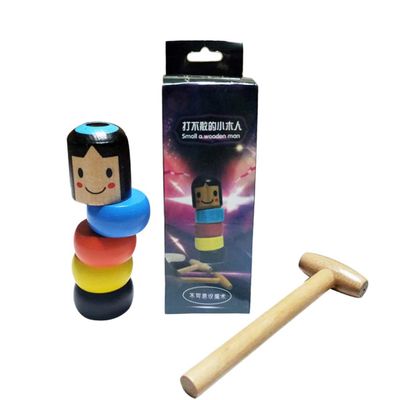 Mingkai Interesting Magic Toy,Little Wooden Man, Who Cant Beat, Little Unbreakable Wooden Man Magic Toy Stage Magic Props Fun Toy Gift