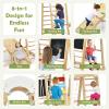 Costzon Indoor Playground, 8-in-1 Montessori Jungle Gym Beech Wood Climbing Toys for Toddlers w/Double-Sided Slide, Climbing Rock/Net, Indoor Playground Climber Playset for Kids 3+ Years (Natural) view 3