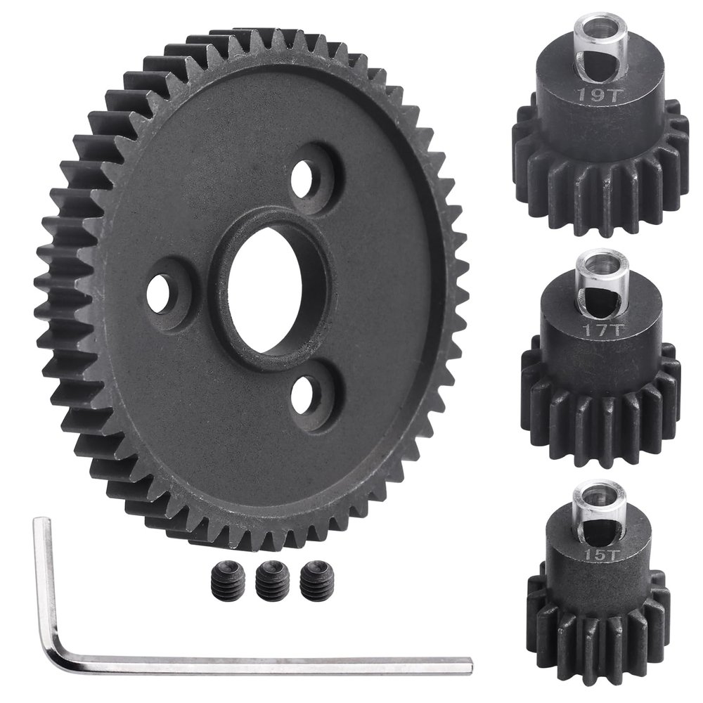 FriHobby Metal Steel 54T 32P Spur Gear with 15T/17T/19T Pinions Gear Sets Replace 3956 for Traxxas Slash Rustler Stampede E-REVO Summit ST Rally Raptor R T-Maxx 2WD VXL